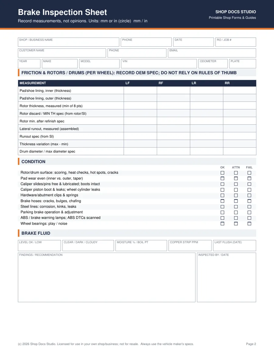 Brake Job Pack page preview
