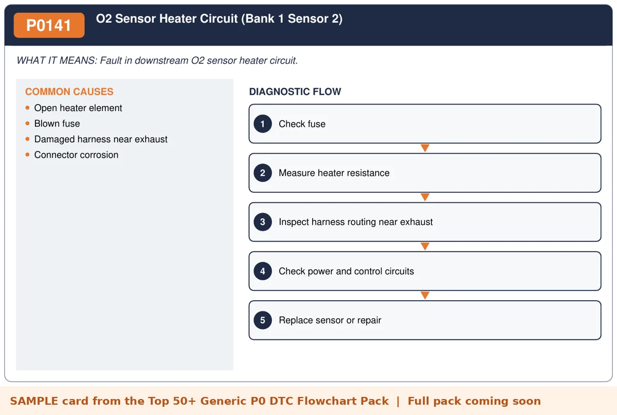 Sample P0141 diagnostic flowchart card from the DTC flowchart pack
