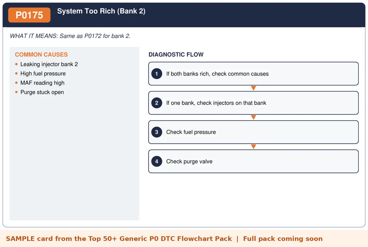 Sample P0175 diagnostic flowchart card from the DTC flowchart pack