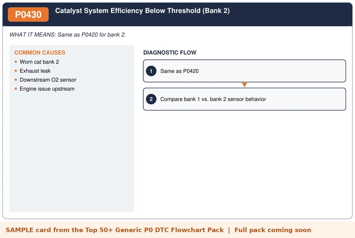 Sample P0430 diagnostic flowchart card from the DTC flowchart pack
