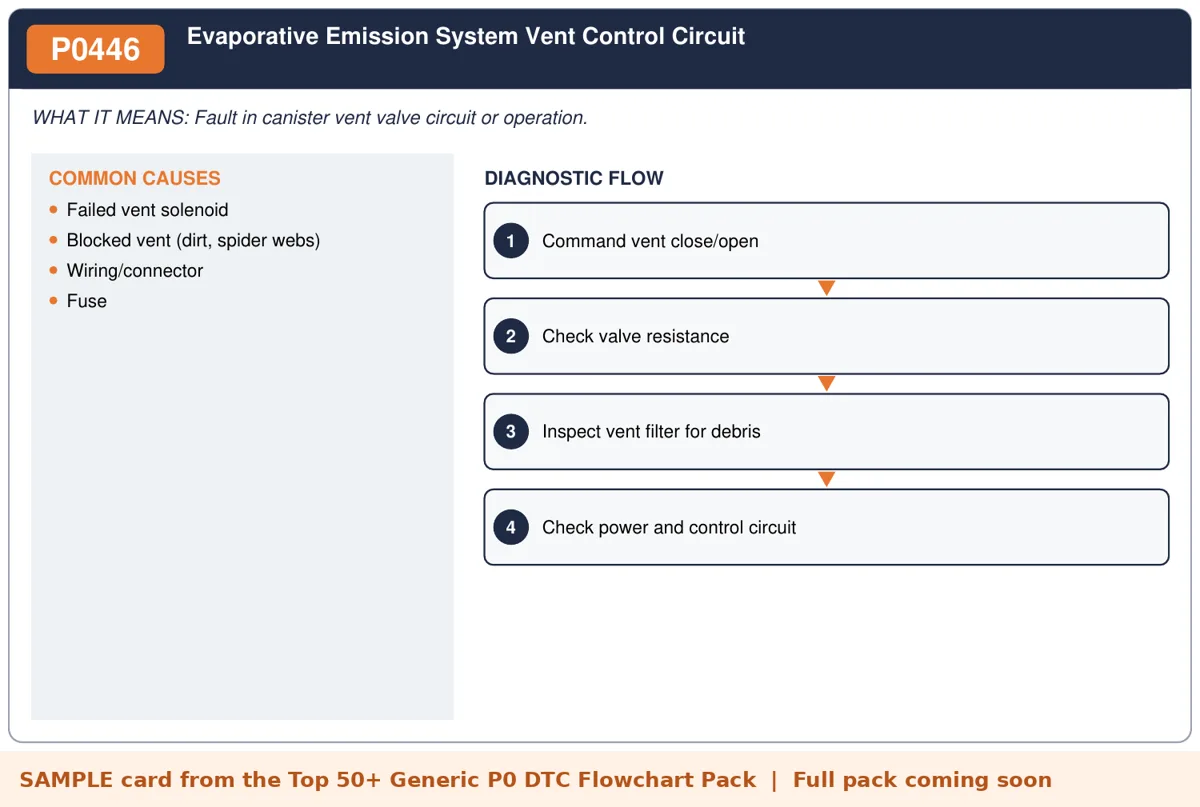 Sample P0446 diagnostic flowchart card from the DTC flowchart pack