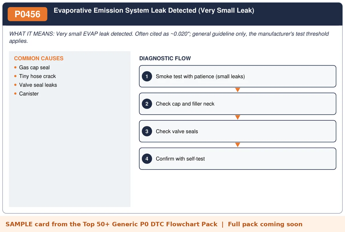 Sample P0456 diagnostic flowchart card from the DTC flowchart pack