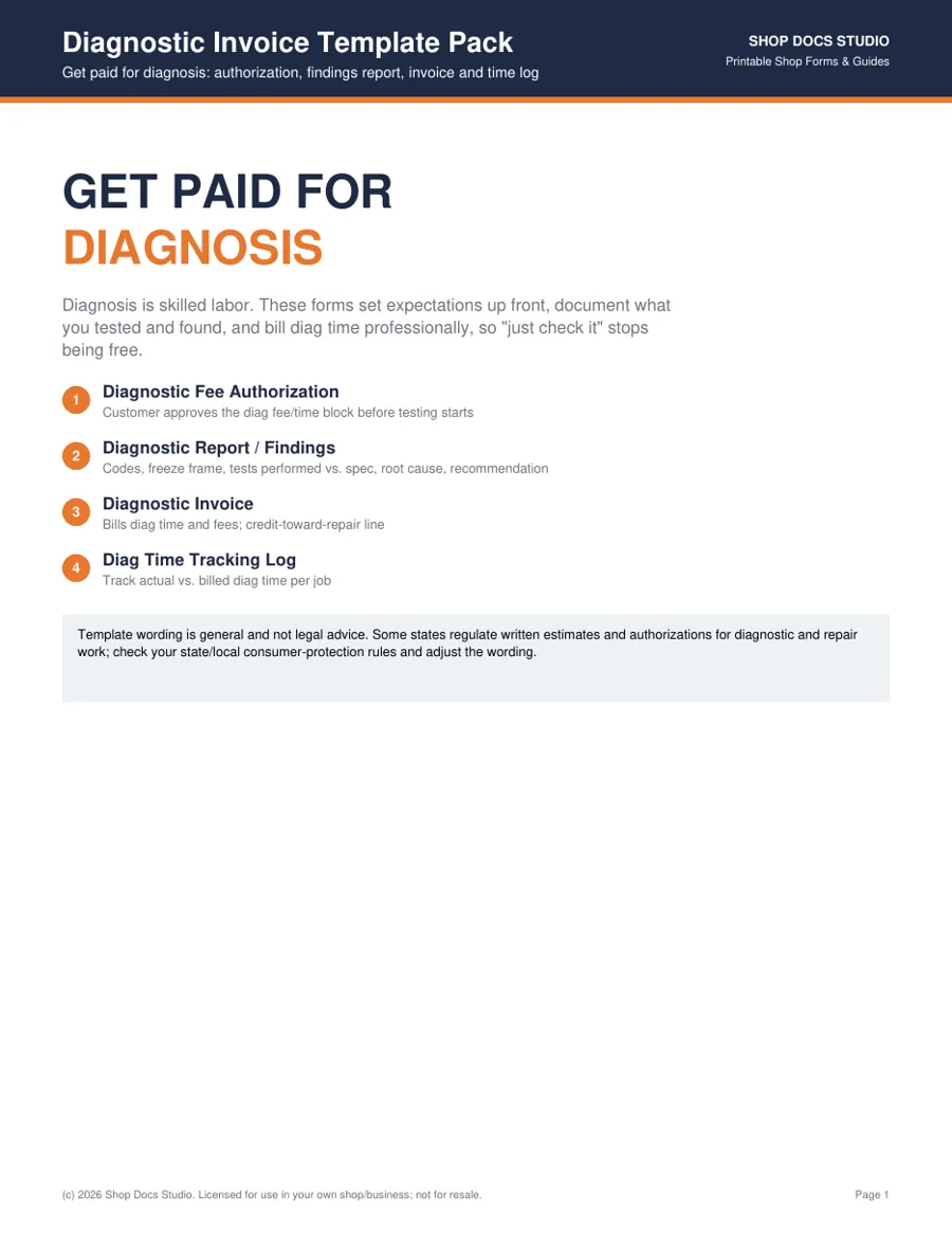 Diagnostic Invoice Template Pack preview