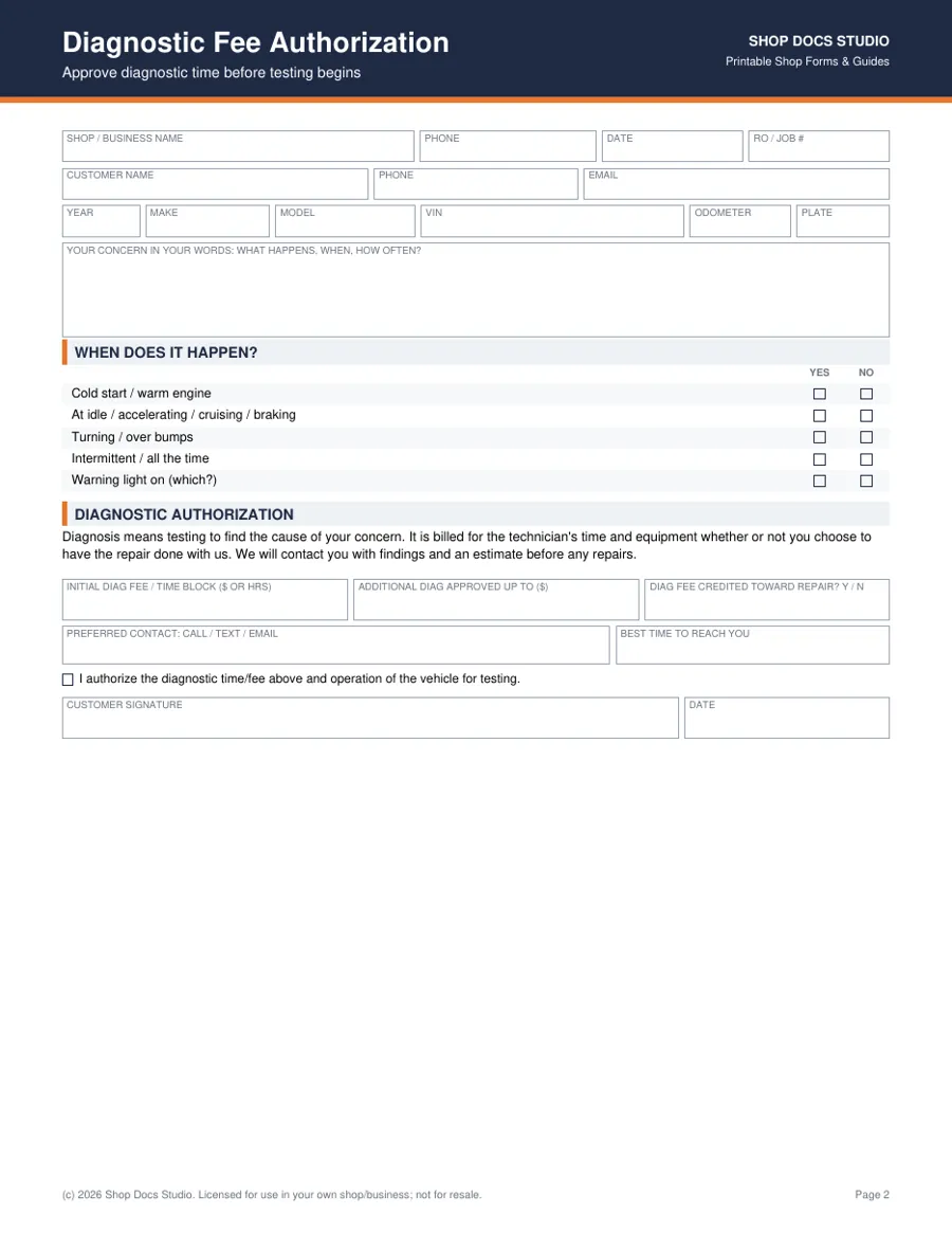 Diagnostic Invoice Template Pack page preview