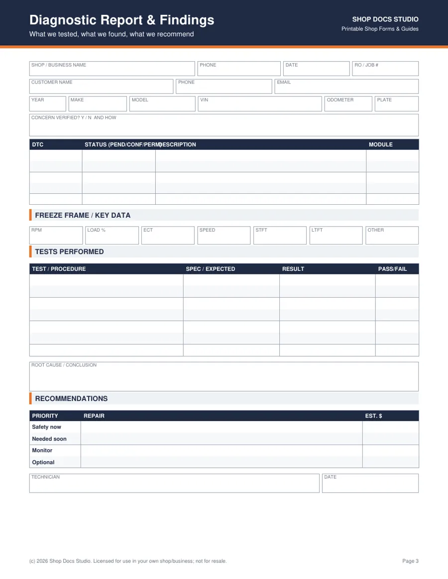 Diagnostic Invoice Template Pack page preview