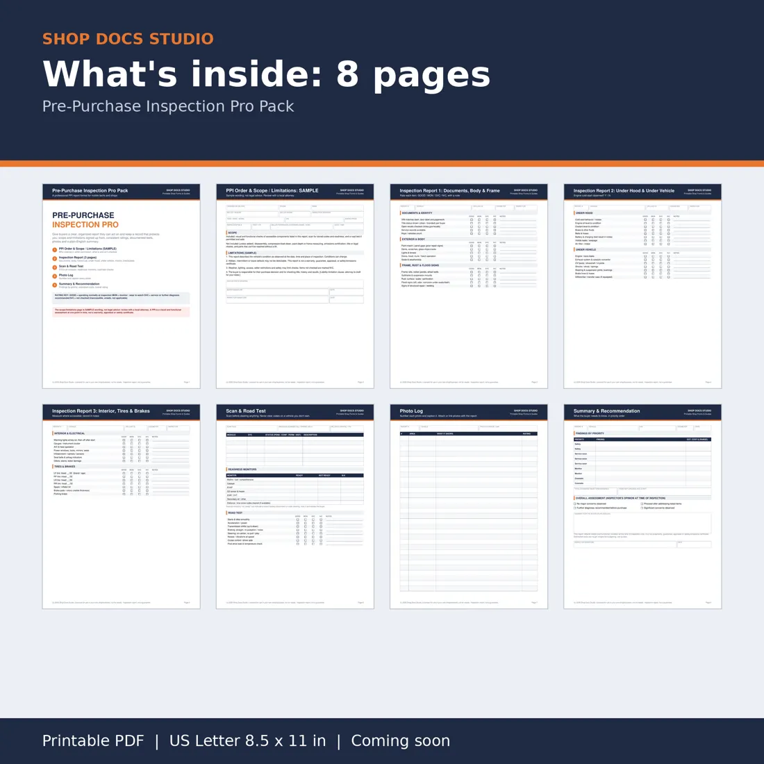 Pre-Purchase Inspection Pro Pack page preview