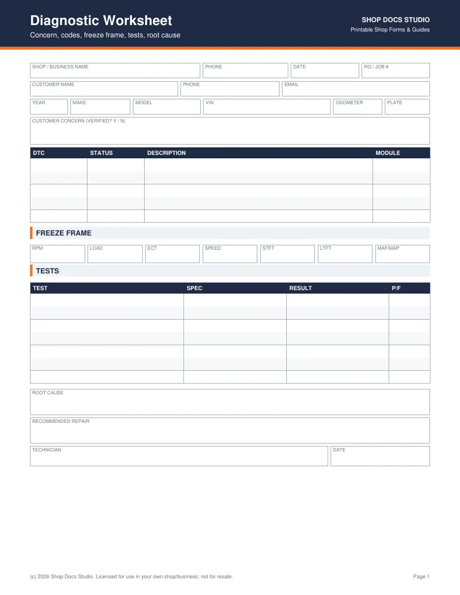 Shop & Car Owner Printables Collection page preview